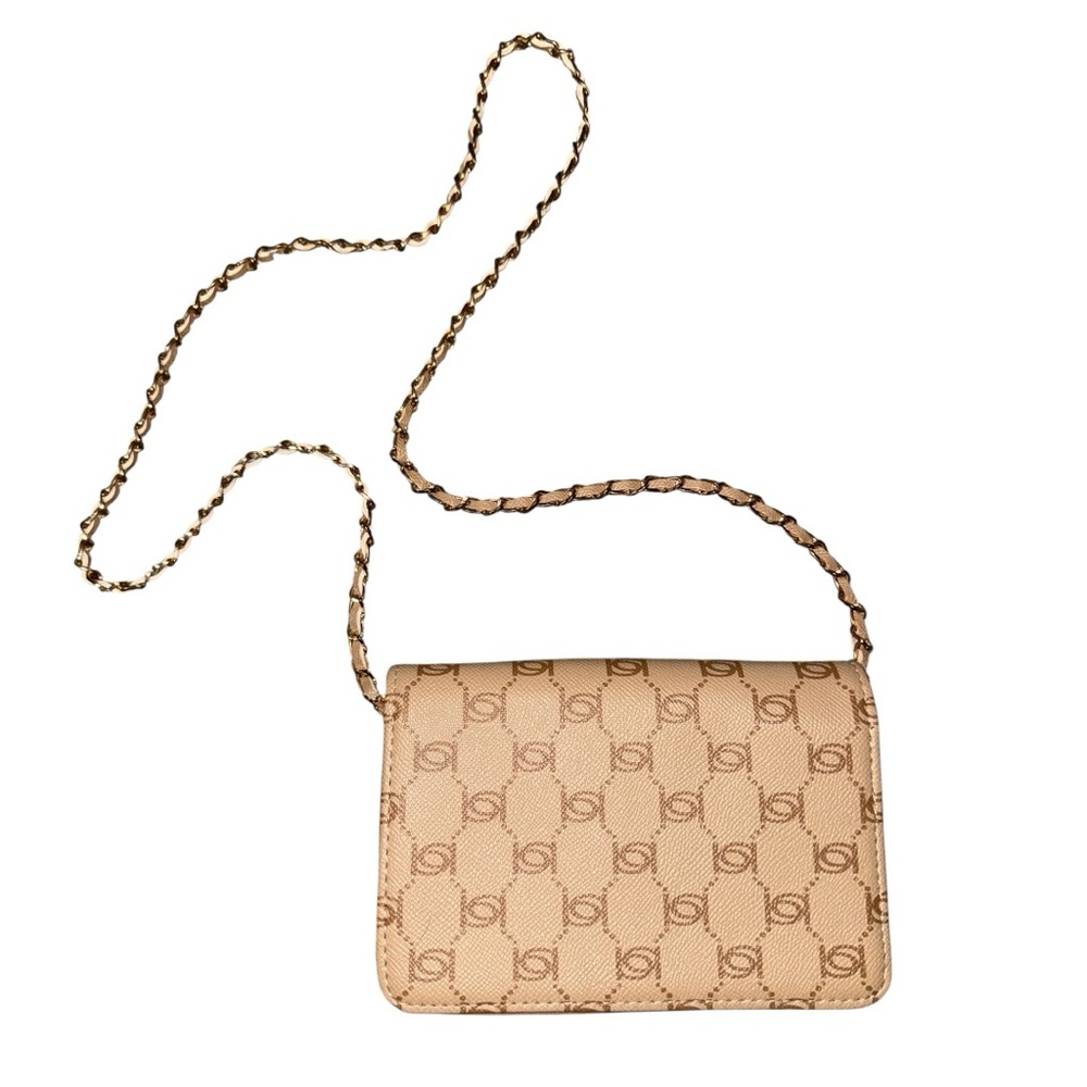 Bebe Cream and Gold Crossbody Bag with Elegant Accents - Picture 2 of 4